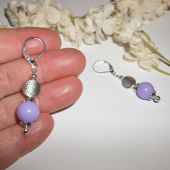 Pretty Purple Beaded Earrings Set Handmade 5352 - Picture 6 of 7
